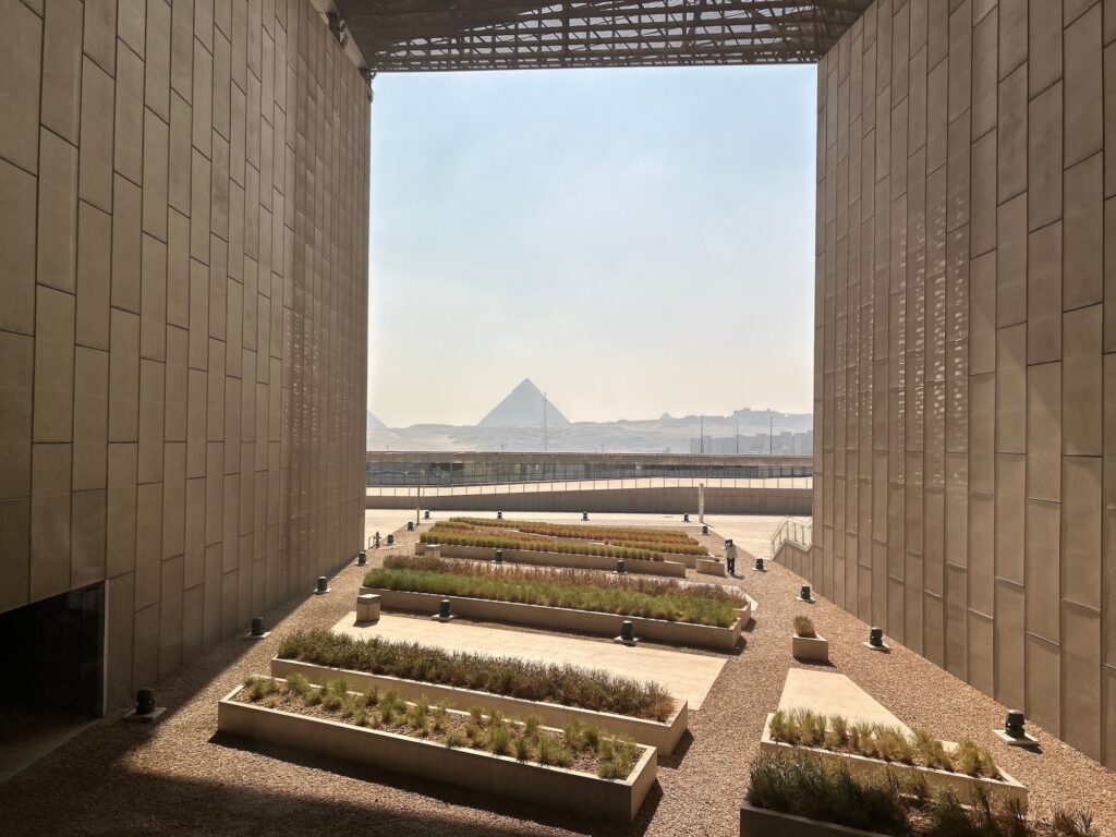 View from Grand Egyptian Museum main hallway, Cairo