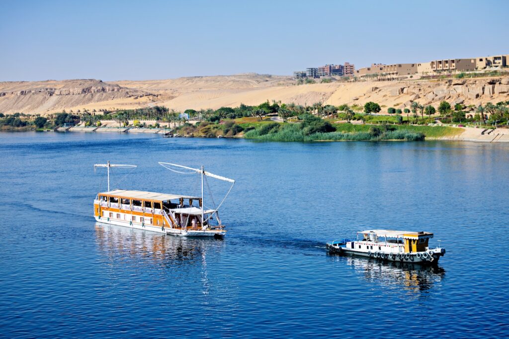 Dahabiya ship on the nile river