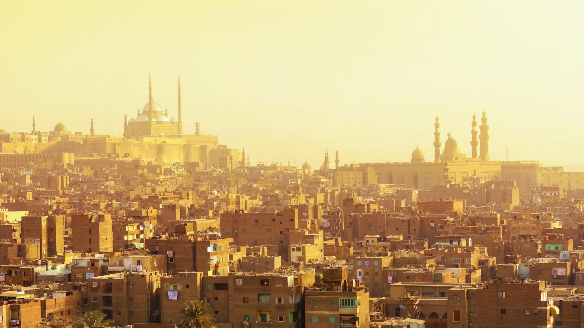 Historic Citadel of Cairo with Islamic architecture and minarets