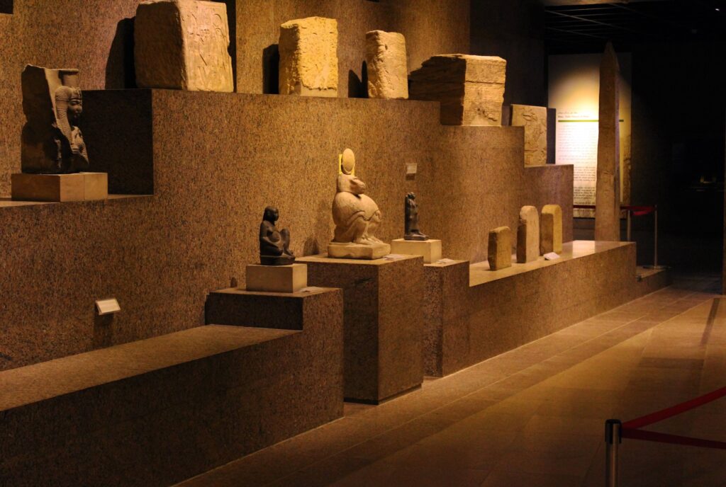 Aswan Egypt 3. 5. 2018 Statue of Ancient Egyptian object in Nubian Museum