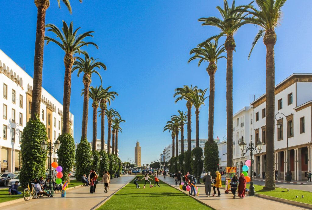 Avenue Mohammed V one of Rabats most photogenic landmarks with palm trees
