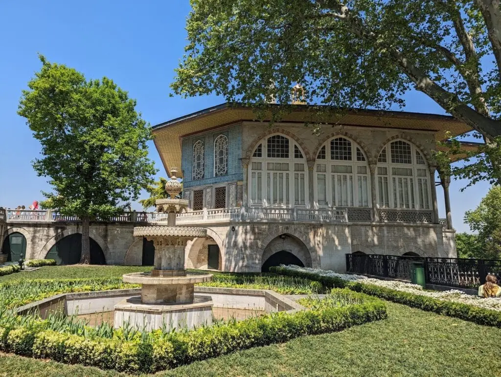 Baghdad Pavilion (Bağdat Köşkü) at Topkapi Palace with tiled facade and domed roof, Istanbul