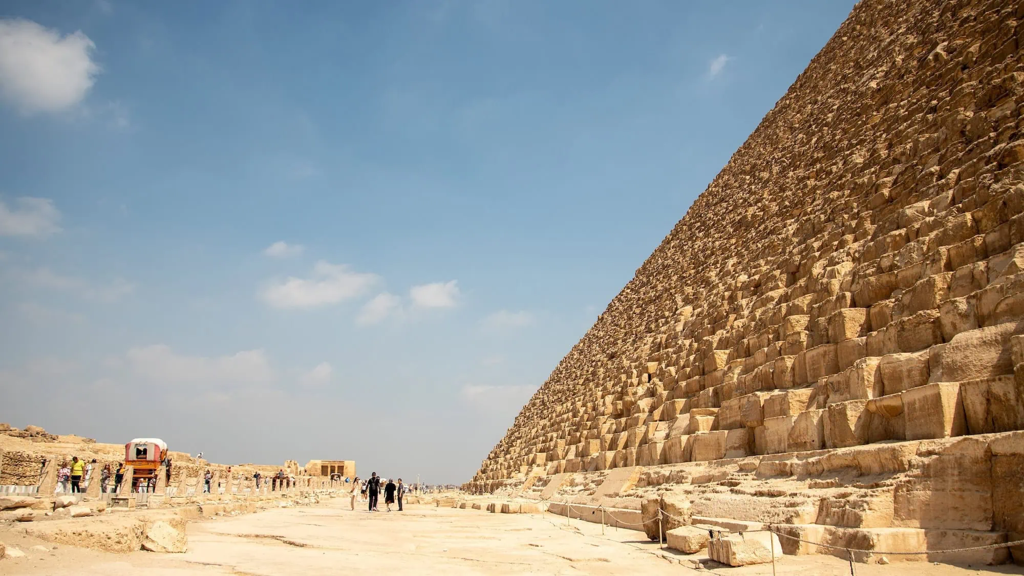 The massive limestone blocks of the Great Pyramid, Giza