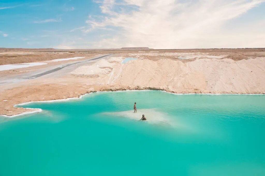 Salt Plains and shallow salt lakes across the desert landscape, Siwa Oasis