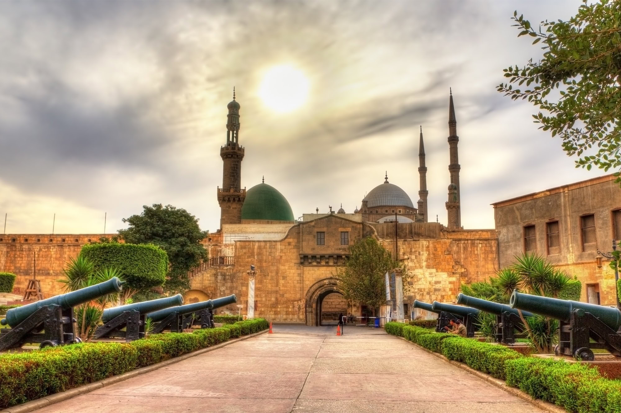 Historic Salah El-Din Citadel with mosque, minarets, and fortress walls in Cairo