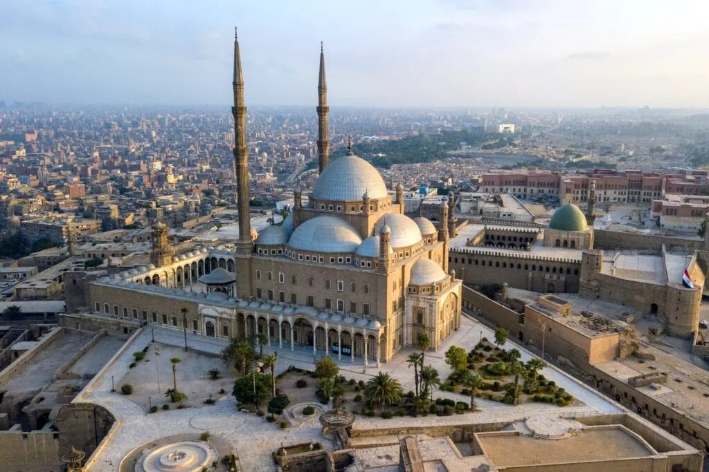 The Citadel of Saladin on Mokattam Hill, Cairo, with the Ottoman-style Mosque of Muhammad Ali rising above the medieval fortress walls - Cairo and Red Sea Holidays