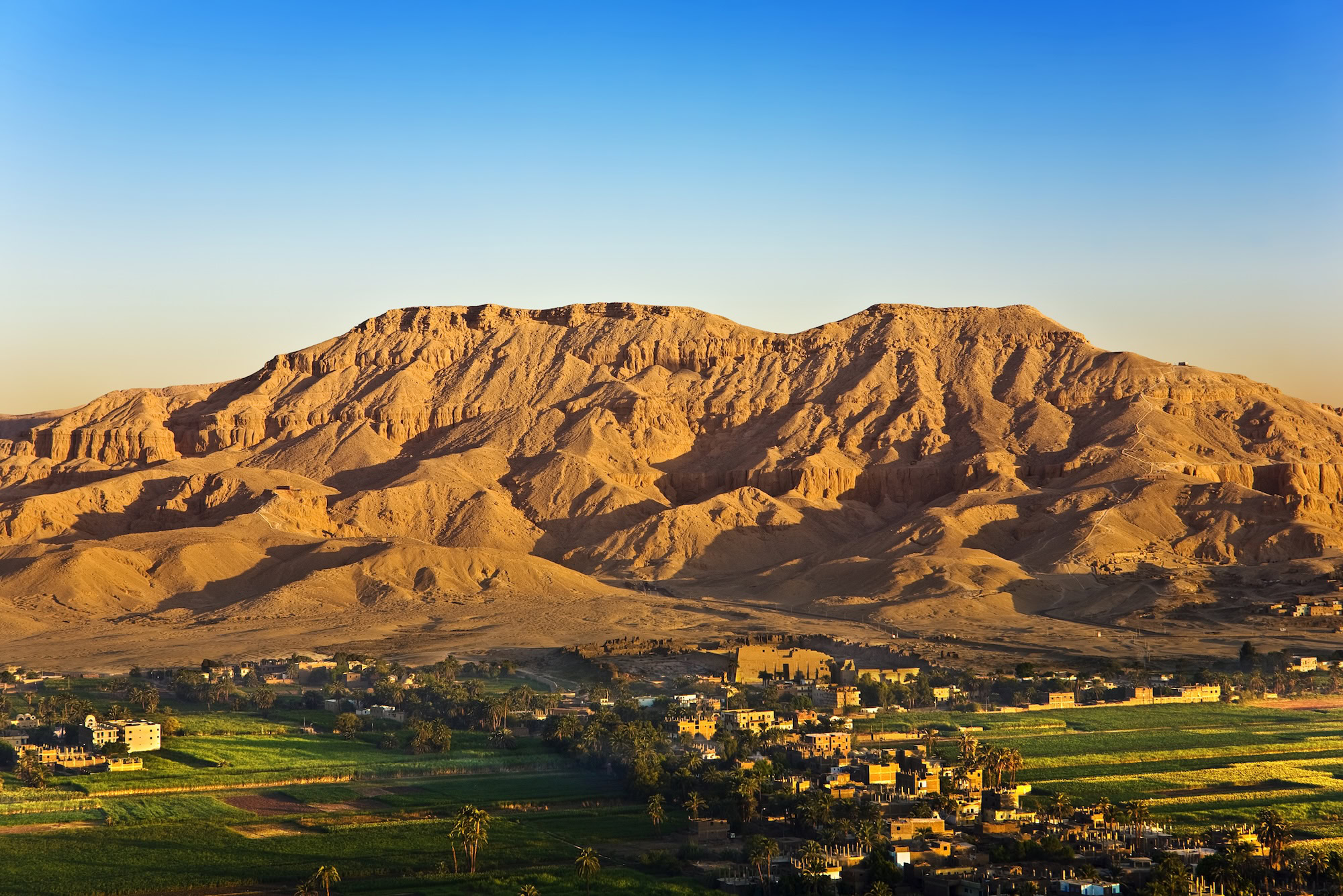 Desert mountains and valley landscape in Valley of the Kings area, Luxor