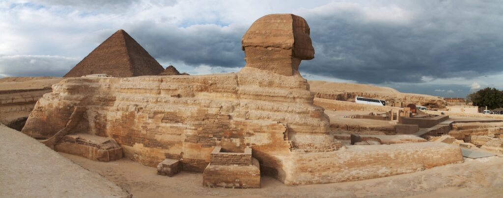 The Sphinx with the Great Pyramid of Giza