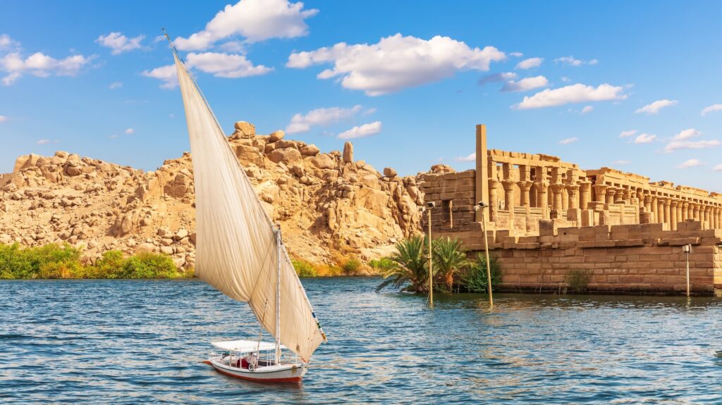 Felucca by the Temple of Philae, Aswan