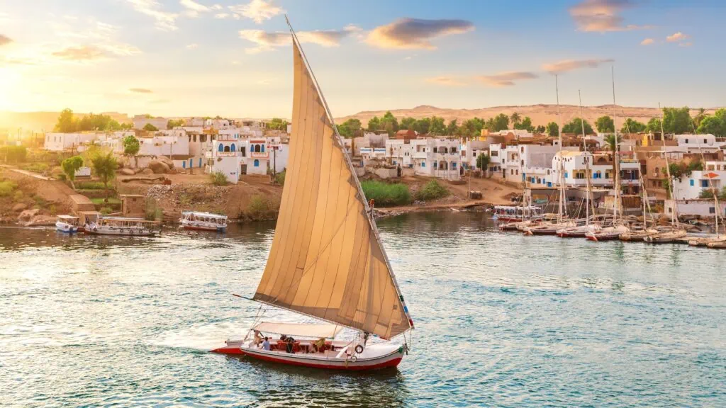 Felucca boats sailing on the Nile River