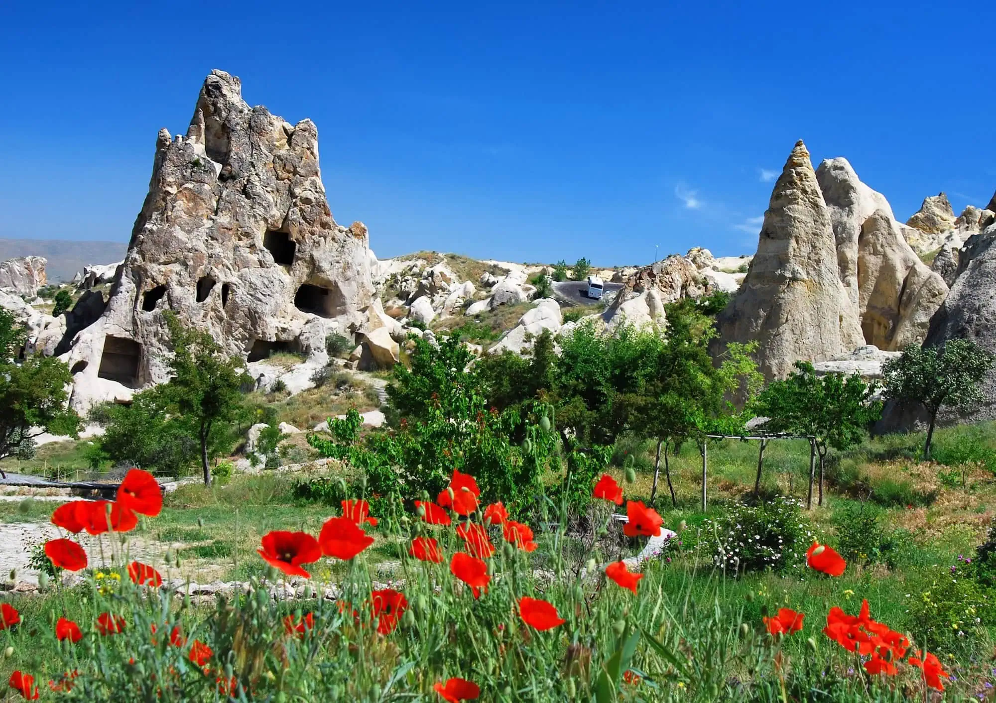 Göreme Open-Air Museum in Cappadocia, Turkey — UNESCO World Heritage Site of rock-cut Byzantine churches and monastic complexes carved into volcanic fairy chimney formations between the 10th and 12th centuries