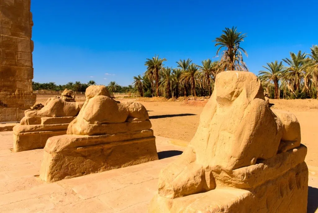 Ram statue near the Temple of Hibis in Kharga Oasis