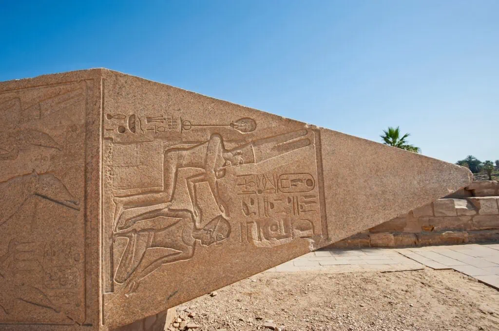 Fallen ancient obelisk at the Temple of Karnak