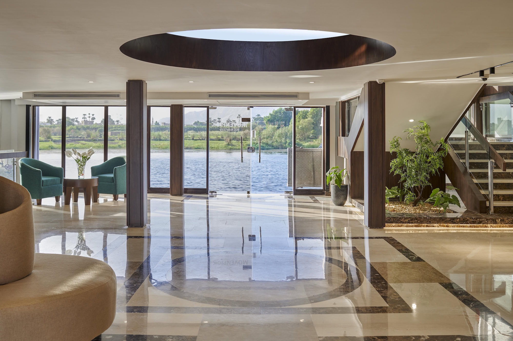 Spacious lobby on Mövenpick Royal Lily with modern décor