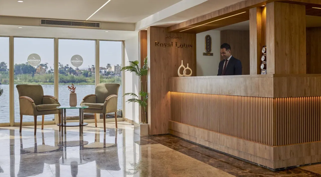 Reception area on Mövenpick MS Royal Lotus with modern décor