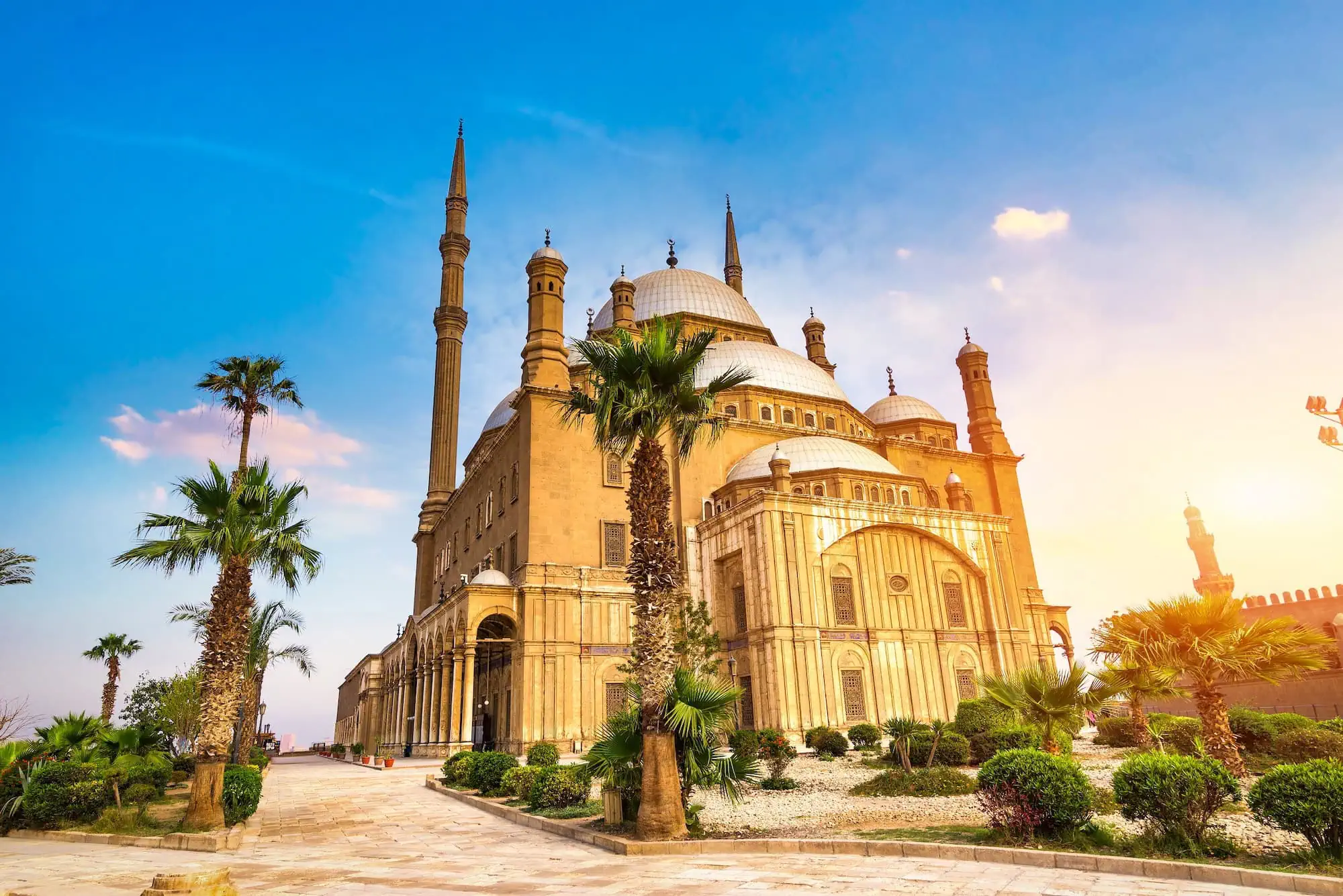 Mohammed Ali Mosque with minarets and domes at Salah El-Din Citadel in Cairo