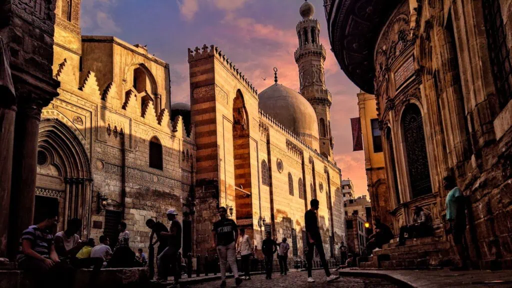 View along Al-Muizz li-Din Allah Street in Historic Cairo, Egypt — the medieval thoroughfare lined with Fatimid, Mamluk, and Ottoman mosques, madrasas, and merchant houses, part of the UNESCO-listed Historic Cairo - Egypt and Turkey Tours