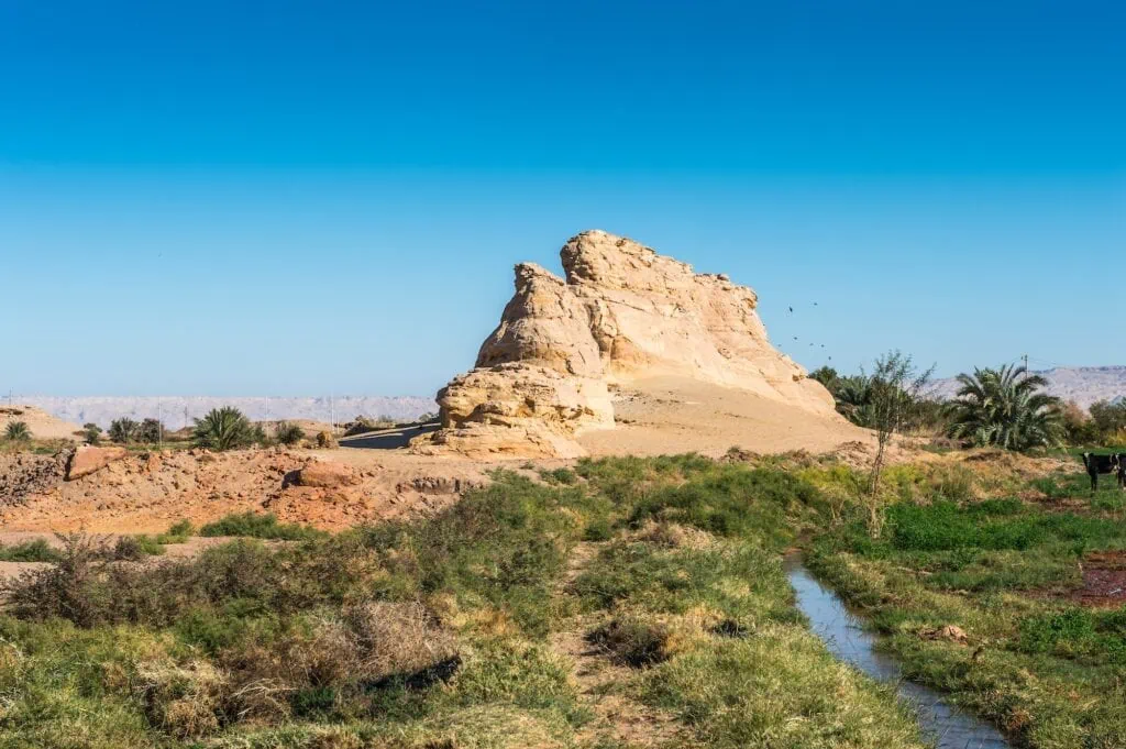 White Desert Protected Area showing wind-sculpted white chalk rock formations against a fading sky, Farafra