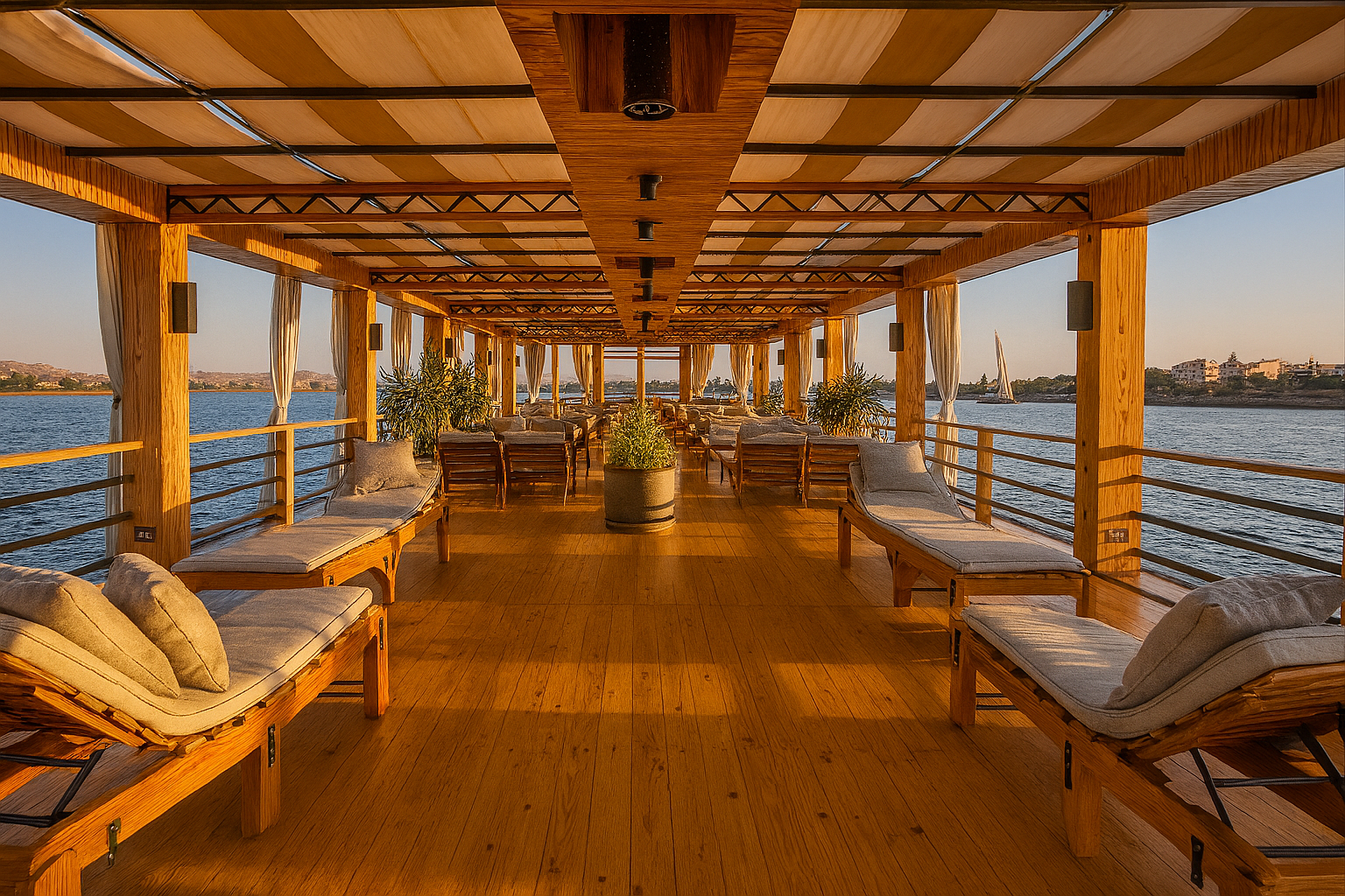 Nebyt Dahabiya deck with panoramic Nile views