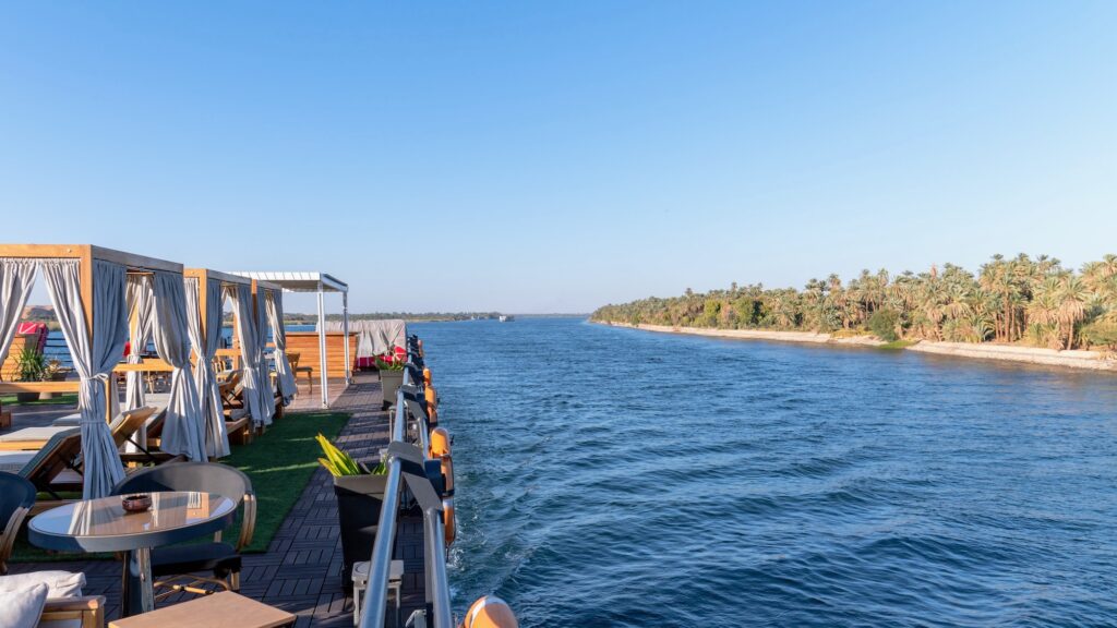 Nile view from a cruise ship near Kom Umbu in upper Egypt