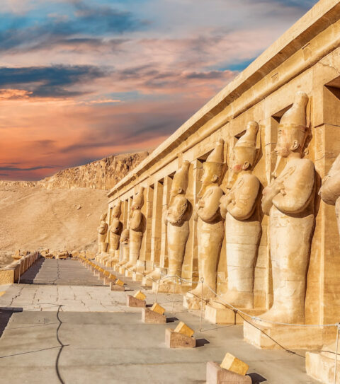 Northern colonnaded facade of the Mortuary Temple of Hatshepsut Luxor Egypt
