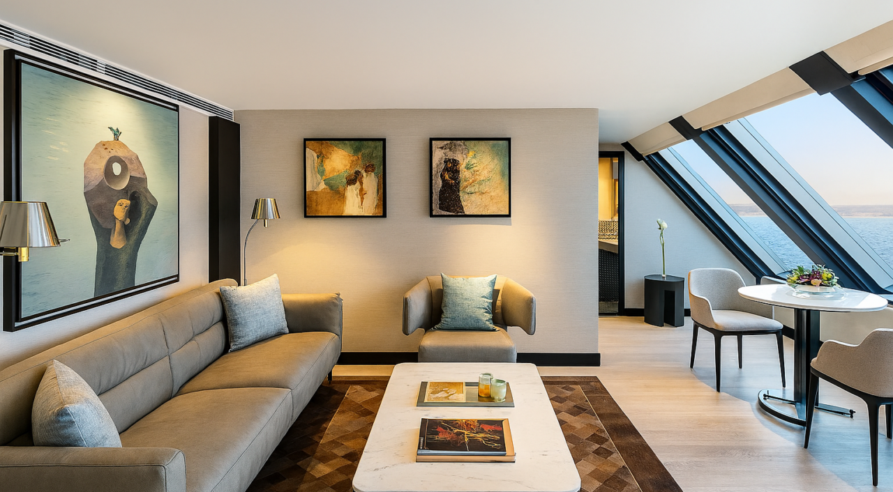 Spacious suite with panoramic Nile views on Oberoi Zahra