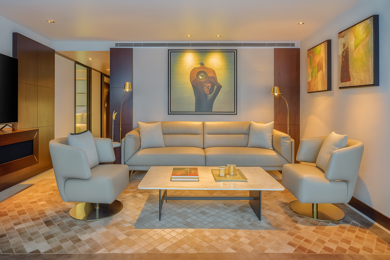 Living area of luxury suite on Oberoi Zahra