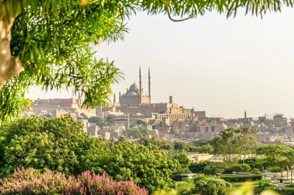Saladin Citadel and Muhammad Ali Mosque viewed from Al-Azhar Park, Cairo