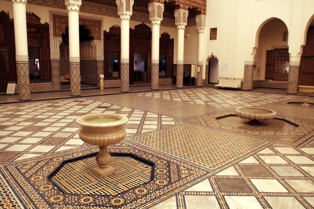 Rich decorated interior of Marrakech museum, Morocco