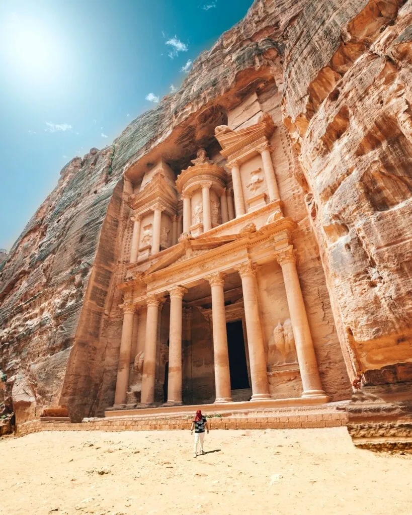 Al-Khazneh (The Treasury) at Petra, the natural pairing for an Egypt and Jordan tour