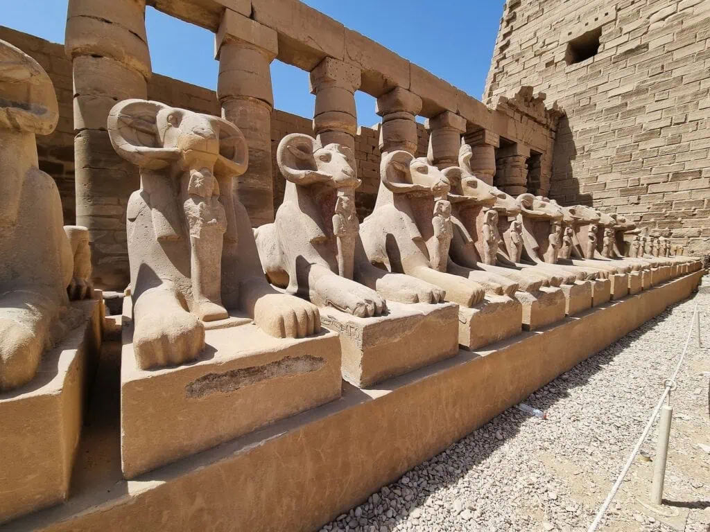 Row of ram-headed sphinxes at Karnak Temple, Luxor