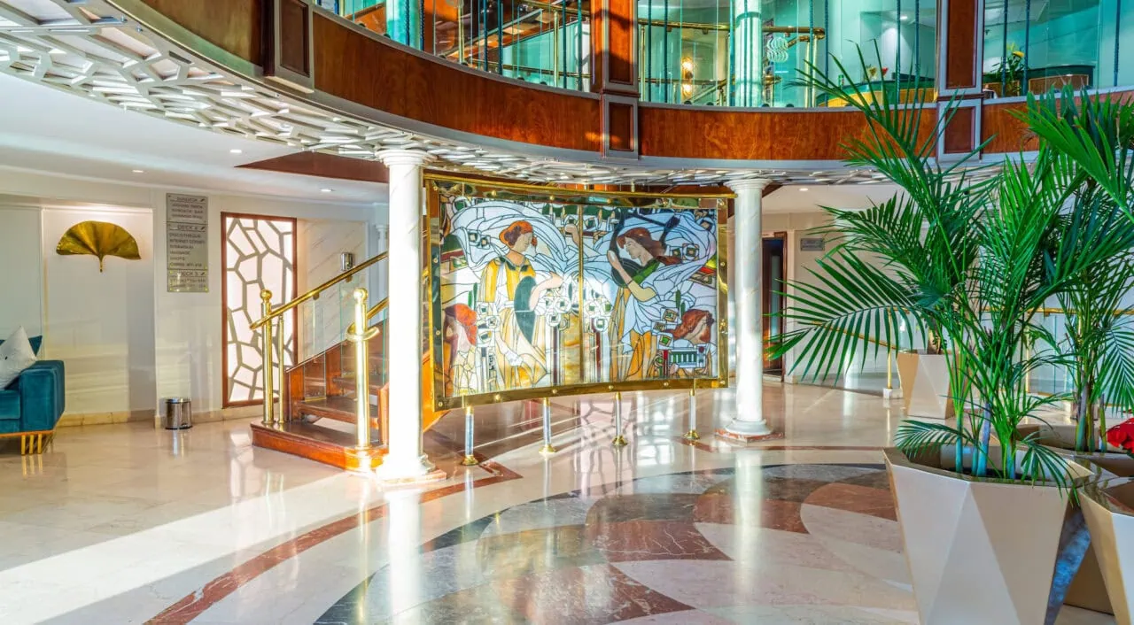 Lobby area on Sonesta Moon Goddess with modern décor