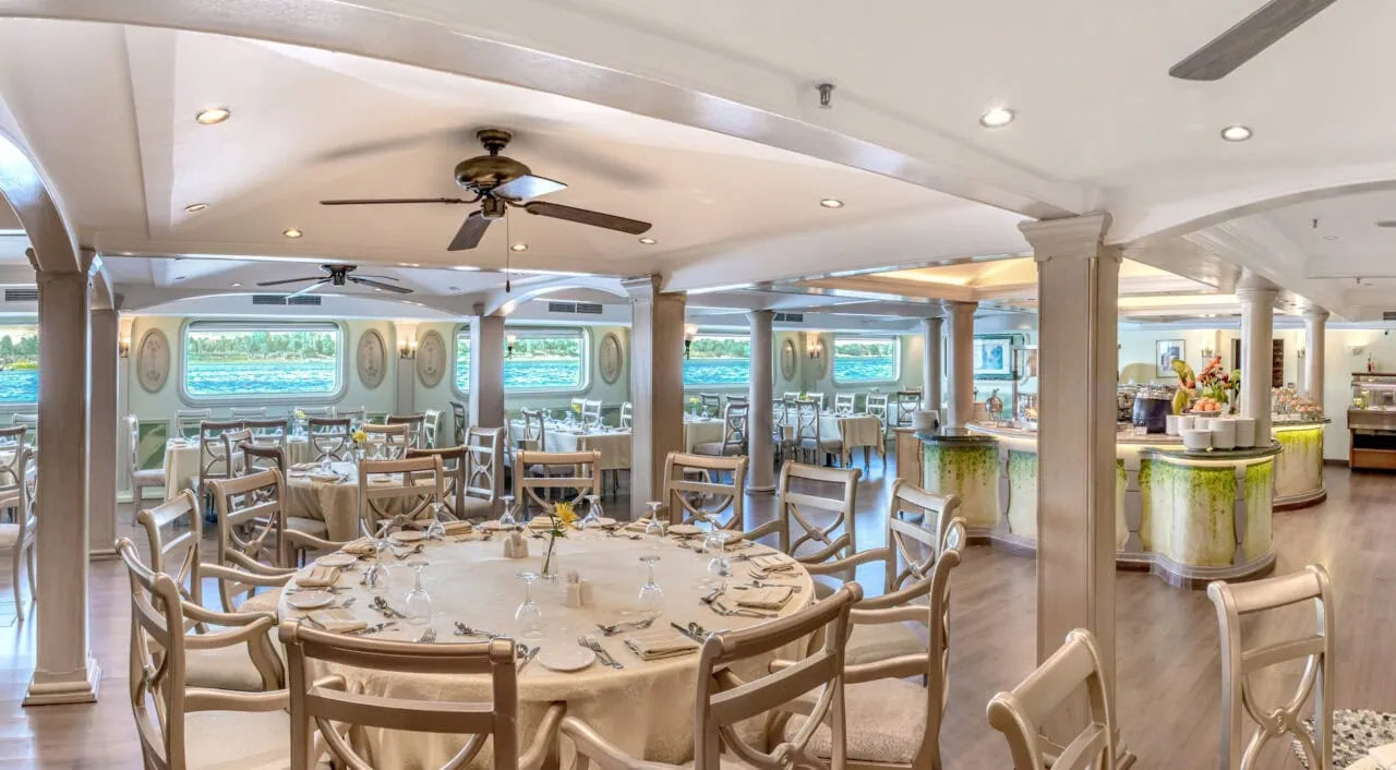 Elegant restaurant on Sonesta Moon Goddess Nile Cruise