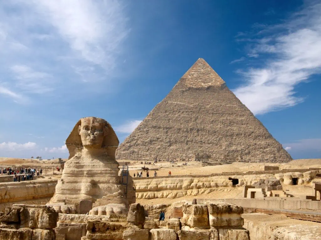 The Great Sphinx with the Pyramid of Khafre