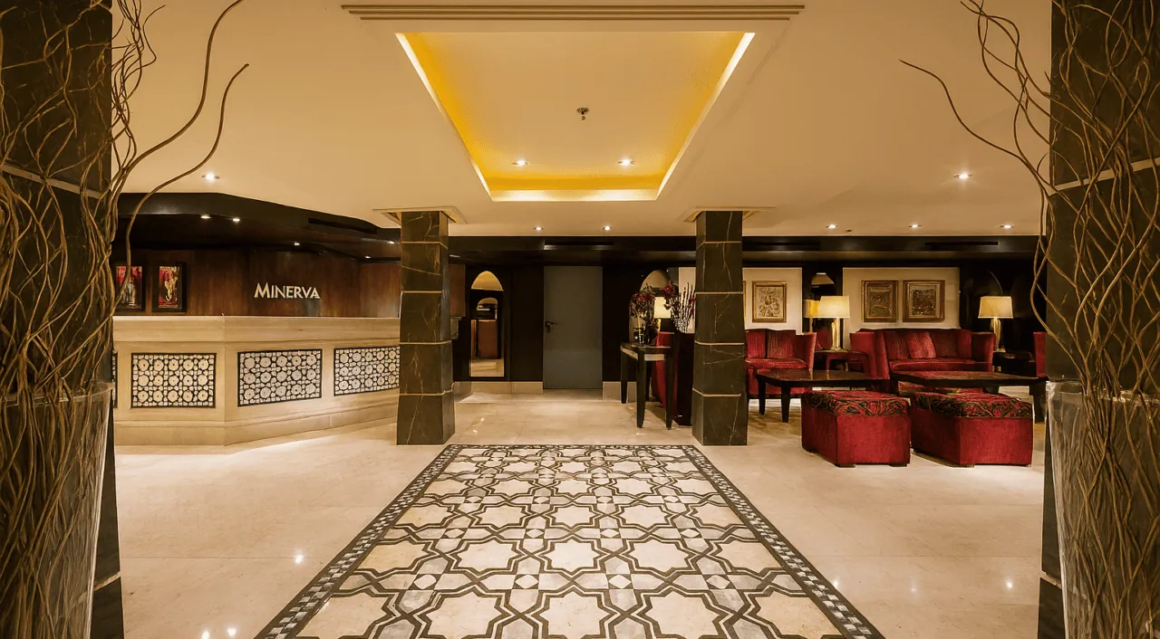 Spacious lobby on MS Steigenberger Minerva with stylish seating