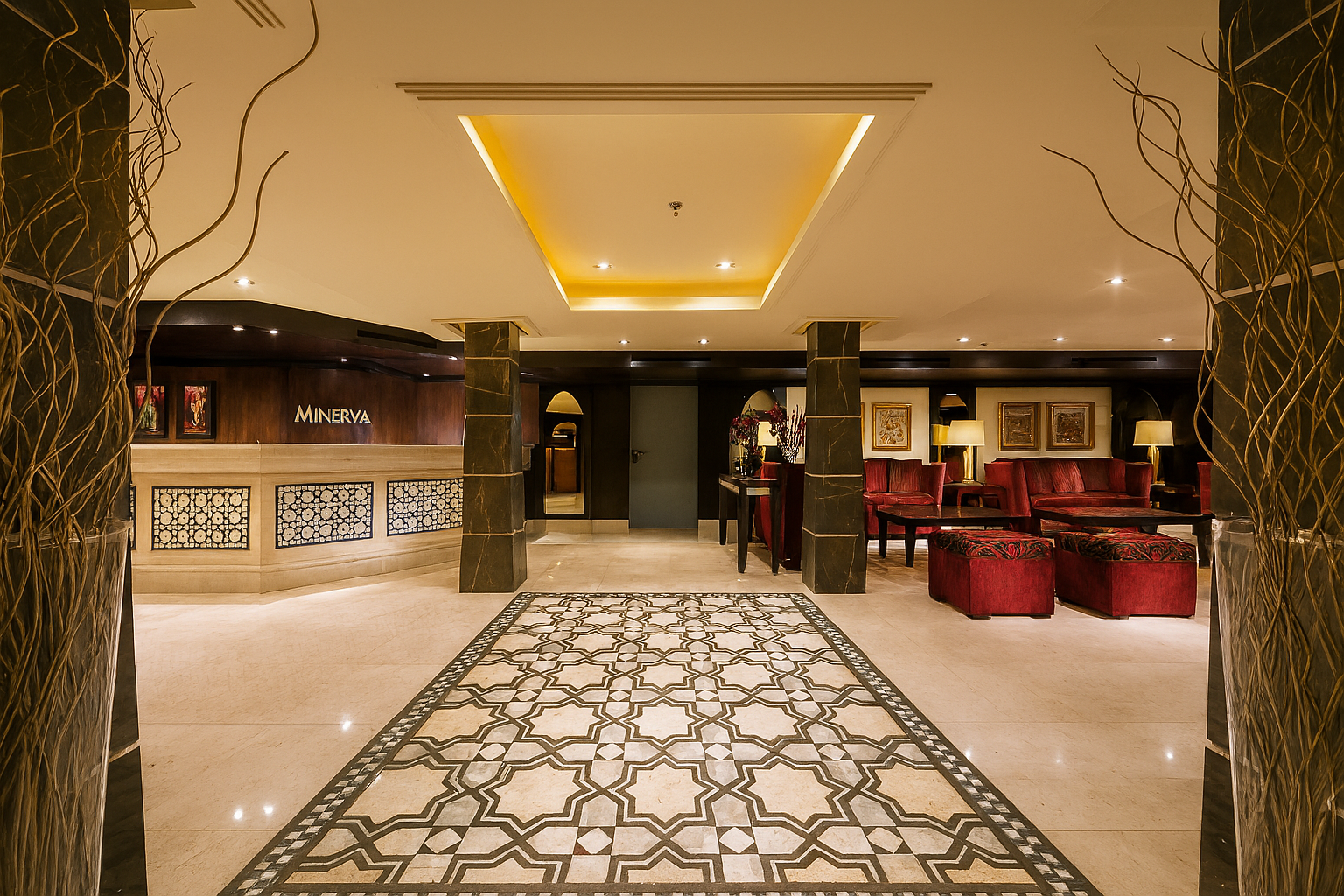 Spacious lobby on MS Steigenberger Minerva with stylish seating