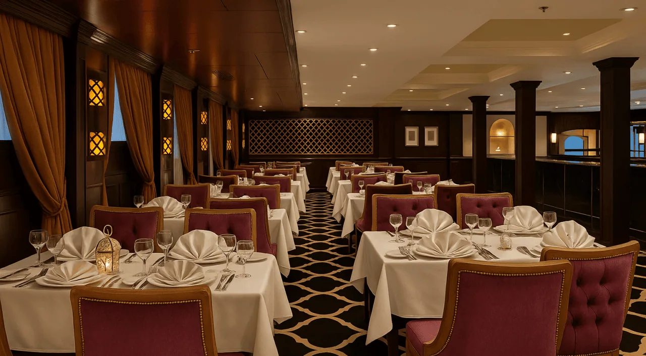 Elegant restaurant on MS Steigenberger Minerva with river view