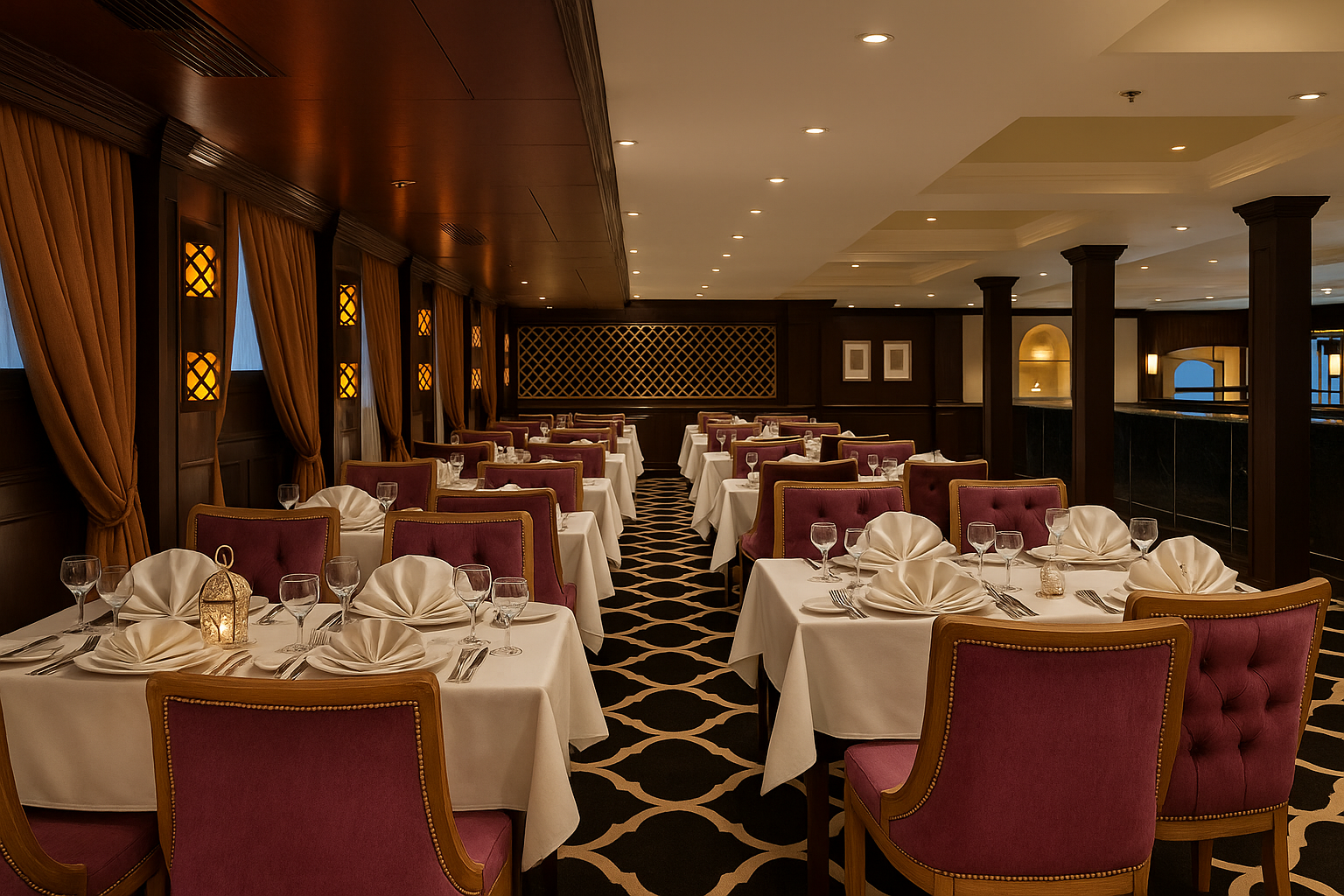 Elegant restaurant on MS Steigenberger Minerva with river view