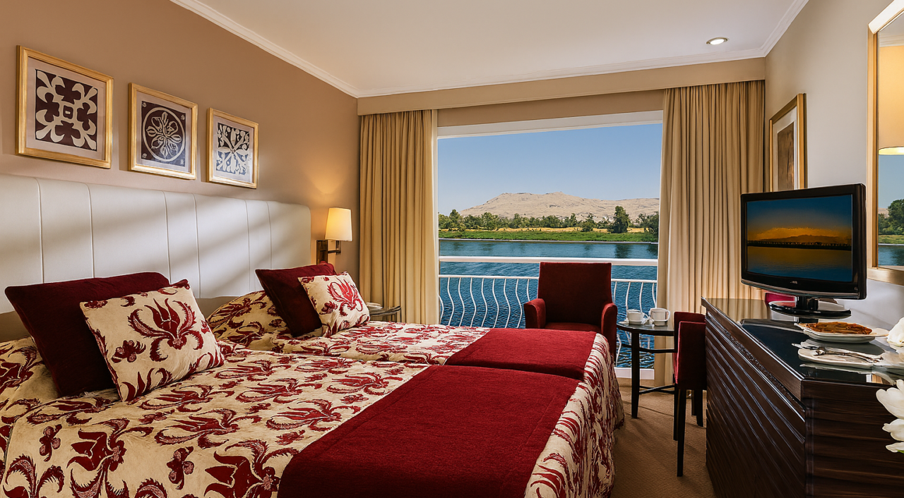 Comfortable cabin on MS Steigenberger Minerva with modern décor