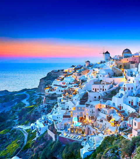 Church Of Santorini. Fira Town On Santorini Island Greece. Incredibly