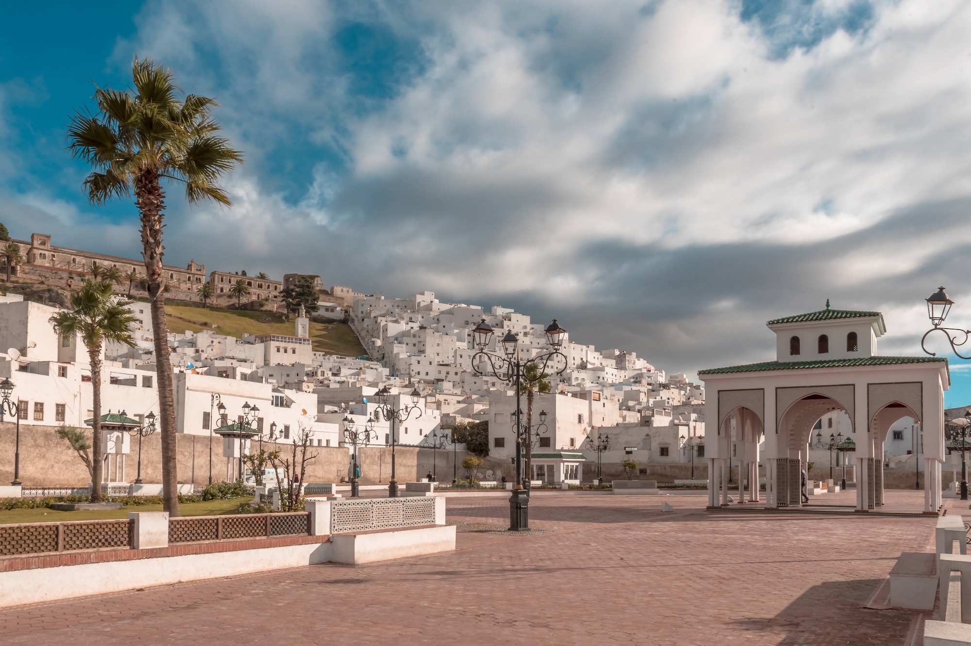 Traditional white-washed buildings of Tetouan's UNESCO World Heritage medina with Moorish architecture