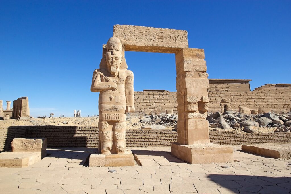 Temple of Kalabsha at Aswan Egypt. The temple is an ancient Egyptian temple that was originally located 50 Km south of Aswan and relocated after the Aswan High Dam was built