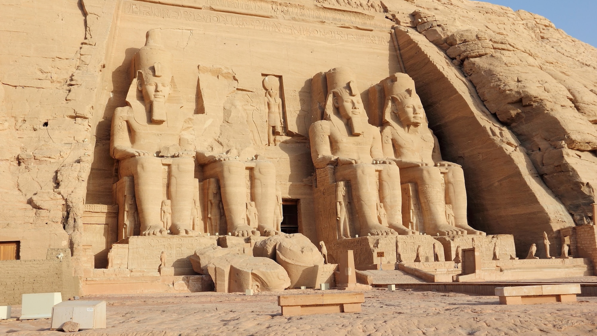 The Great Temple of Ramesses II at Abu Simbel with four massive seated statues