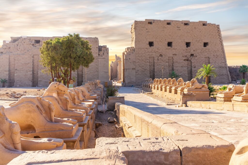 Avenue of Sphinxes in Luxor, Egypt – ram-headed statues lining the King’s Festivities Road near Karnak Temple