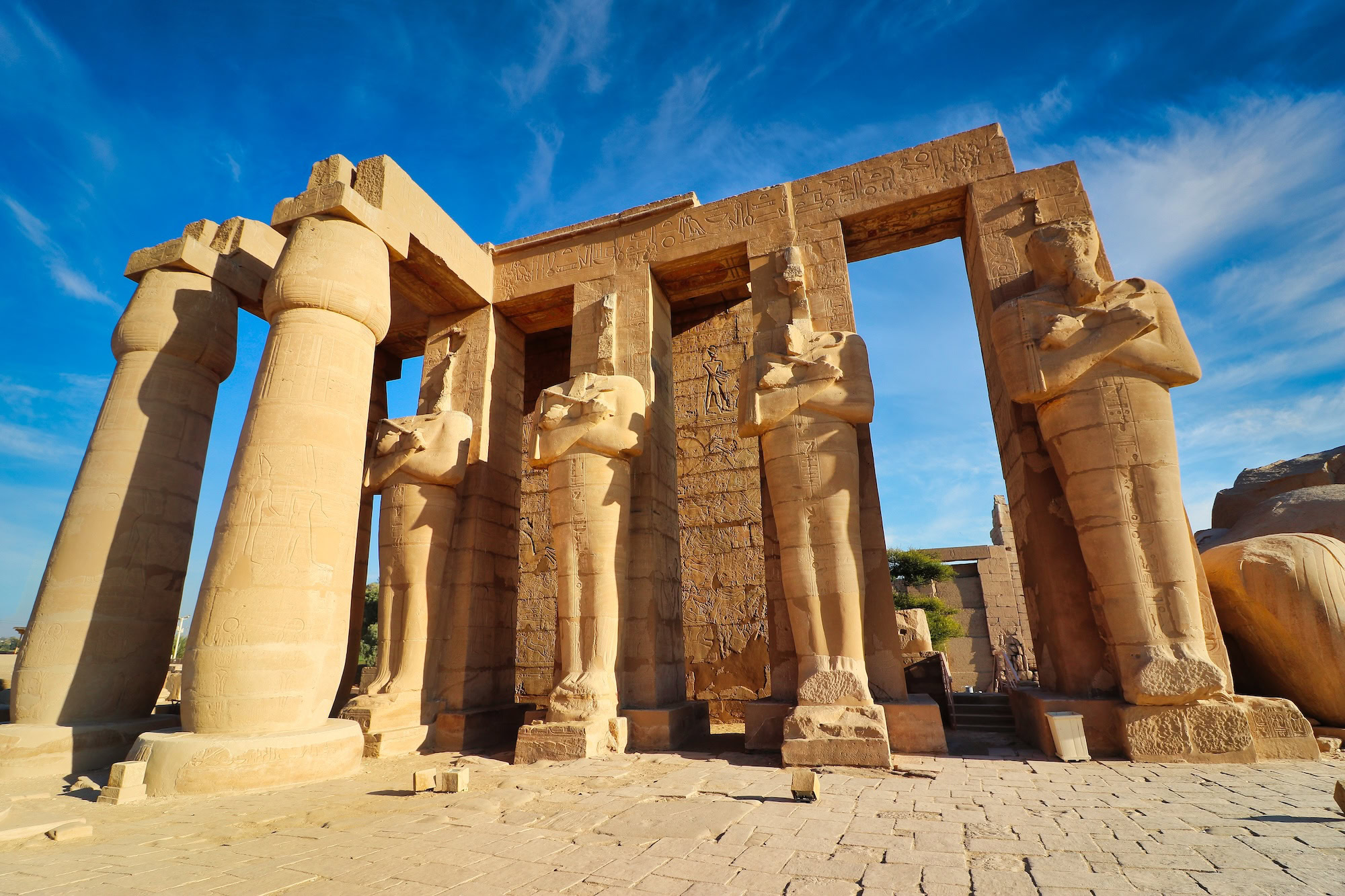 Ancient columns and hieroglyphs at Luxor Temple, Egypt