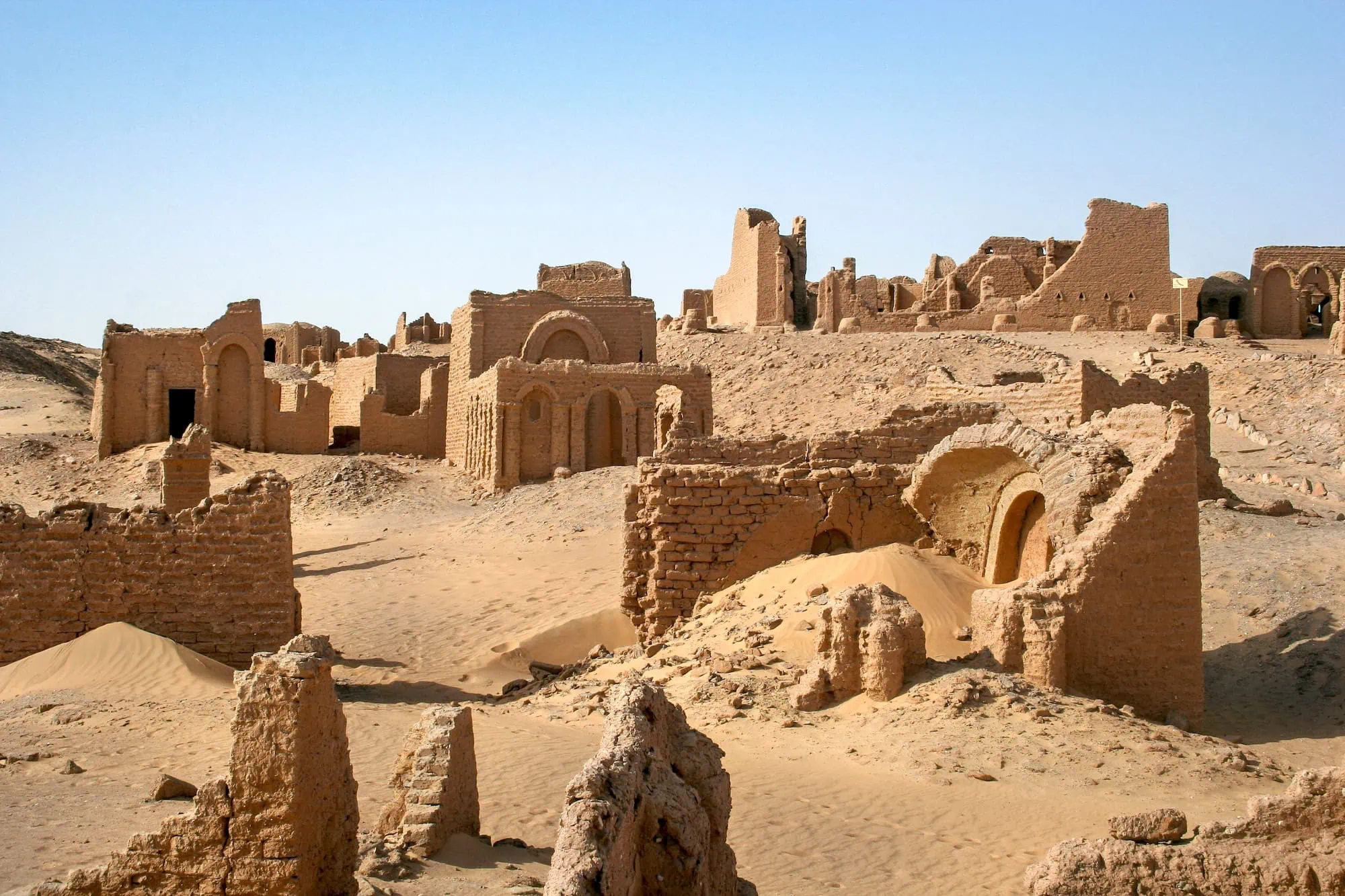 Ancient mud brick tombs at Al-Bagawat Early Christian cemetery in Kharga Oasis