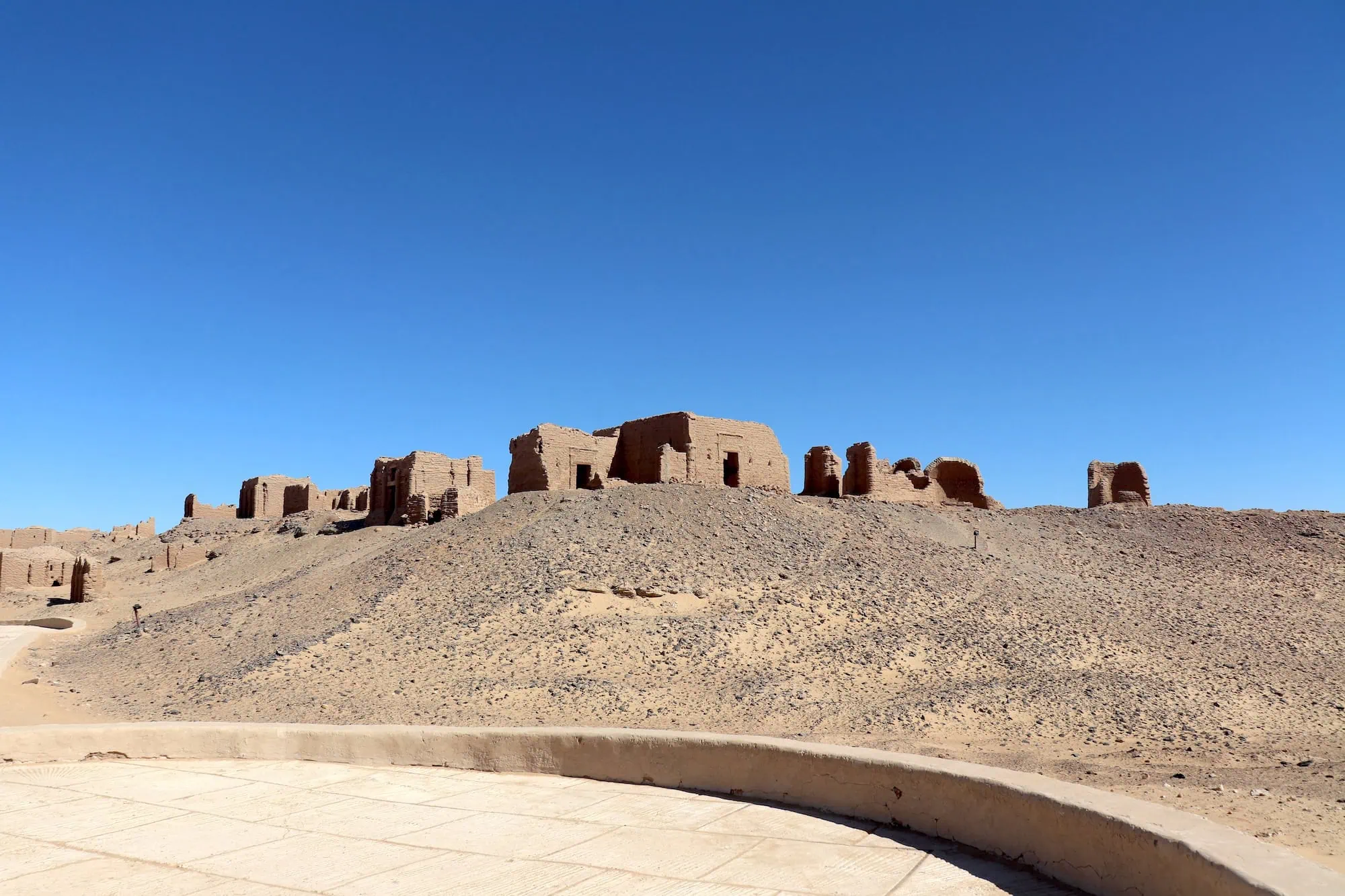 Ancient mud-brick tomb structures at Al-Bagawat necropolis in Kharga Oasis