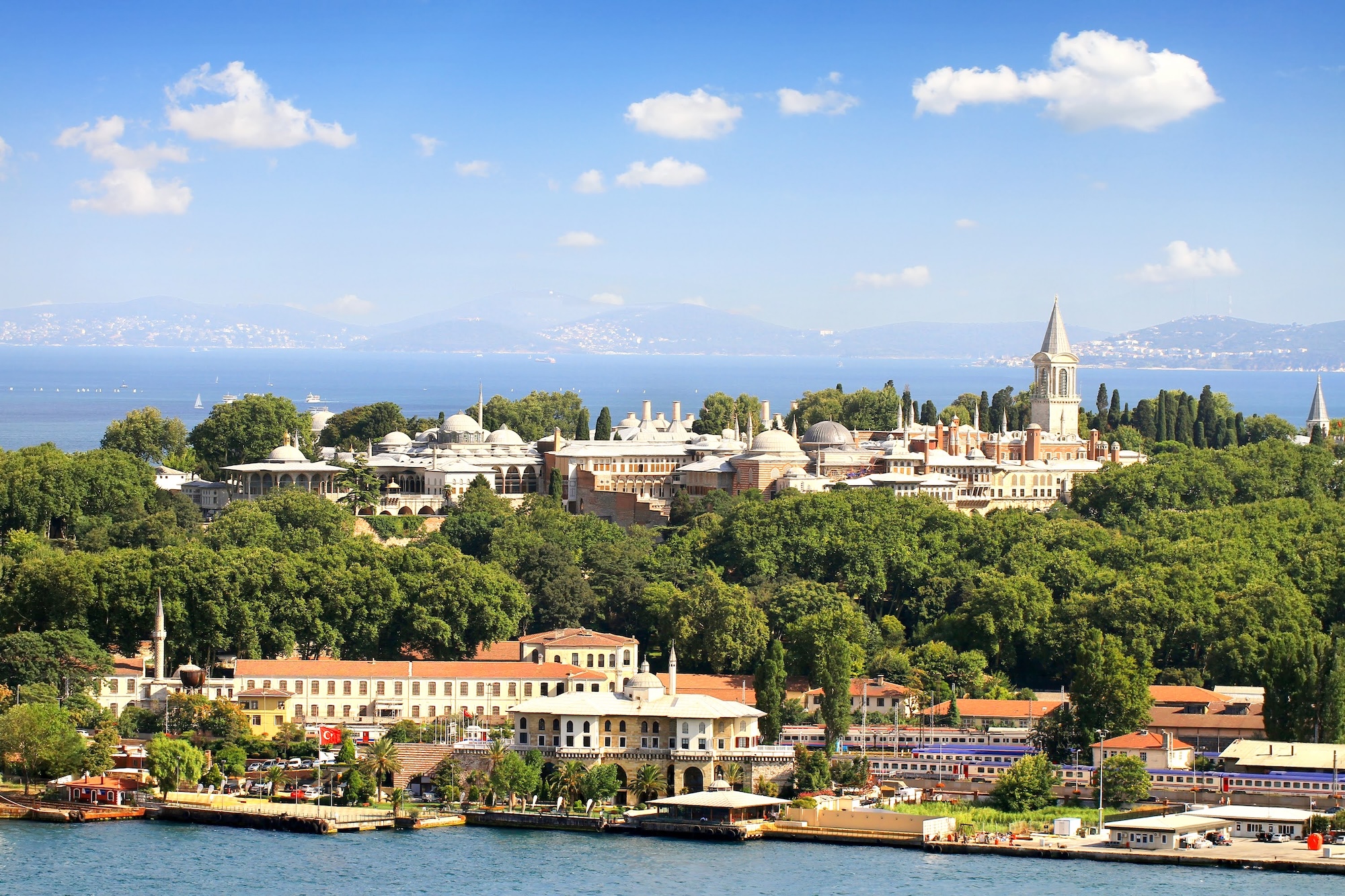 Panoramic view of Topkapi Palace overlooking the Bosphorus in Istanbul