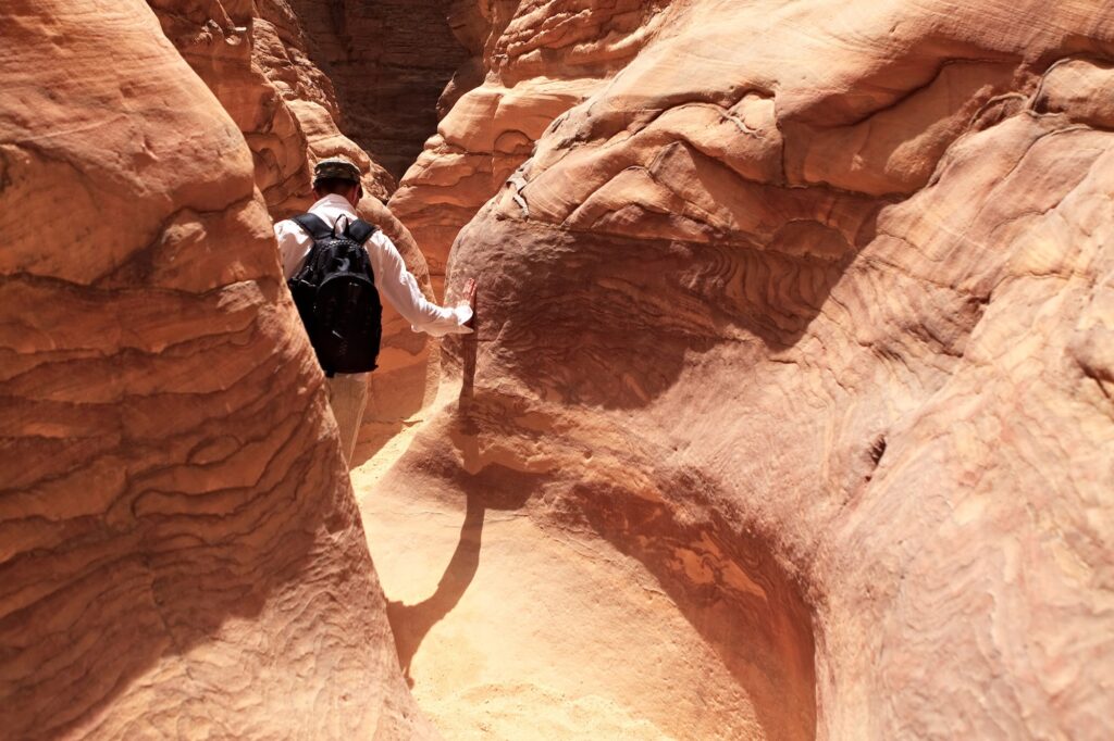 In the heart of Sinai’s Colored Canyon, surrounded by striking layered rock