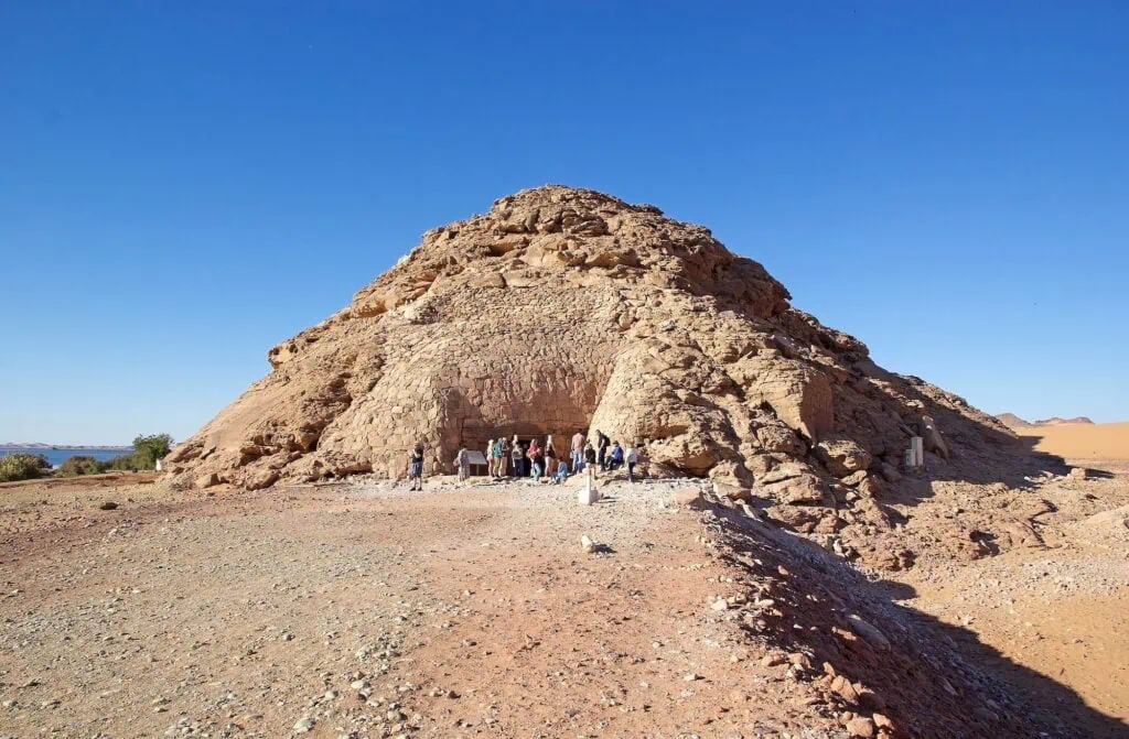 Tourists at the Tomb of Pennut in Lower Nubia, Egypt.